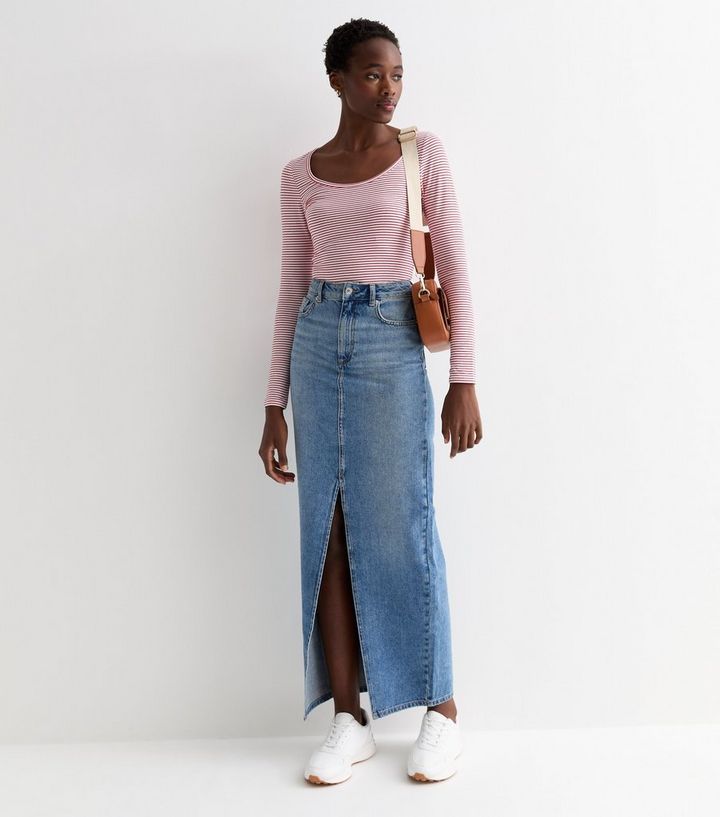 Tall Blue Denim Split Front Maxi Skirt | New Look | New Look (UK)