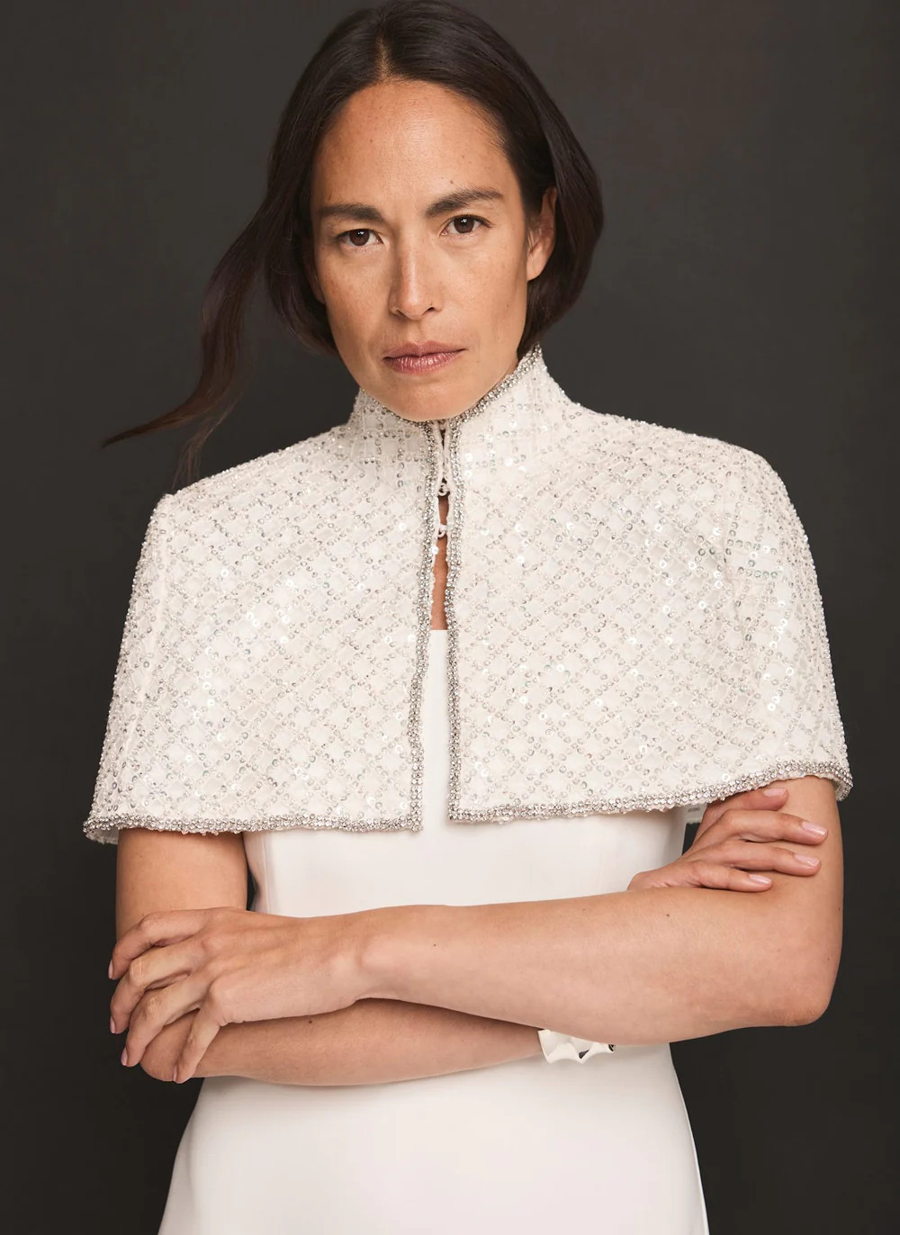 SHOP THE LOOKCream Embellished Cape Midi DressWAS£260.00NOW£75.00Colour: IvorySize Guide
  
Cho... | Mint Velvet