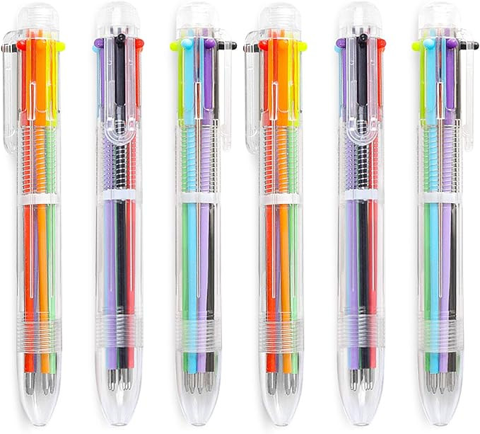 Hutou 6 Pack 0.5mm 6-in-1 Multicolor Ballpoint Pen 6 Colors Retractable Ballpoint Pens for Office... | Amazon (US)