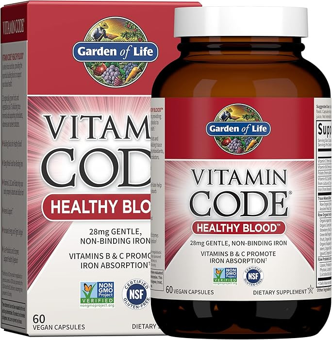Garden of Life Vitamin Code Healthy Blood - Iron Supplement for Women, 60 Vegan Capsules, with Vi... | Amazon (US)