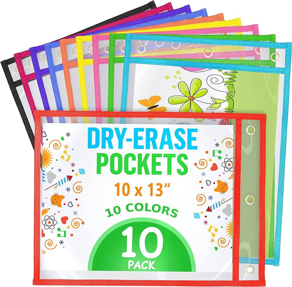 10 Pack 10x13 inch Dry Erase Pockets Reusable Sleeves - Dry Erase Pocket Sleeves Dry Erase Sleeve... | Amazon (US)