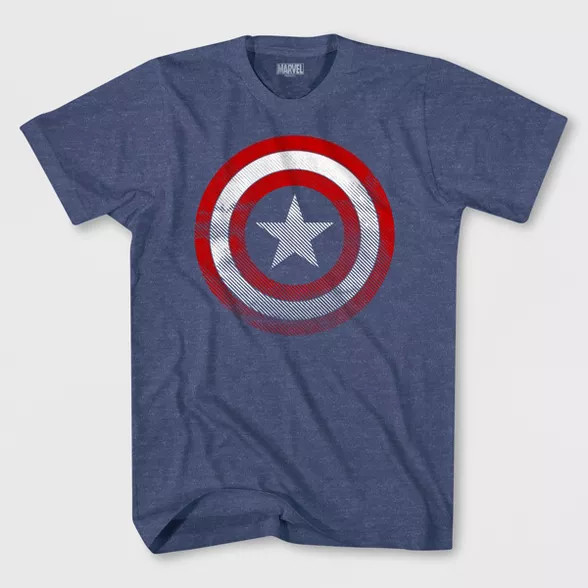 Boys' Marvel Captain America Short Sleeve T-Shirt - Denim Heather | Target