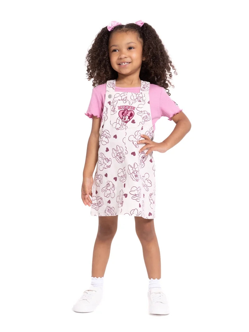 Minnie Mouse Toddler Girls Short Sleeve Tee and Cotton Skirtall Set, 2 Piece, Sizes 12M-5T | Walmart (US)