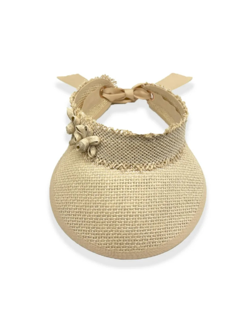 Time And Tru Sombrero Visera de Paja con Flores para Mujer, OSFM, Natural | Walmart (US)