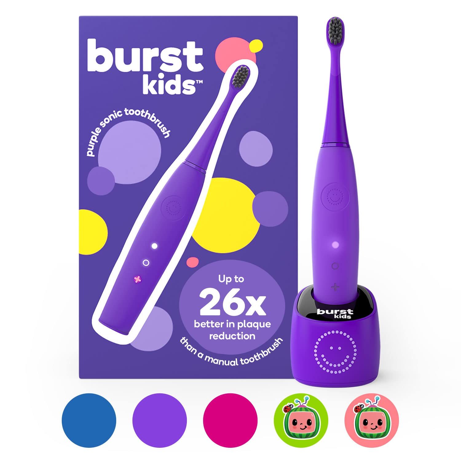 Amazon.com: BURSTkids Kids Electric Toothbrush, Soft Bristle Kid & Toddler Toothbrush, 2-Minute T... | Amazon (US)