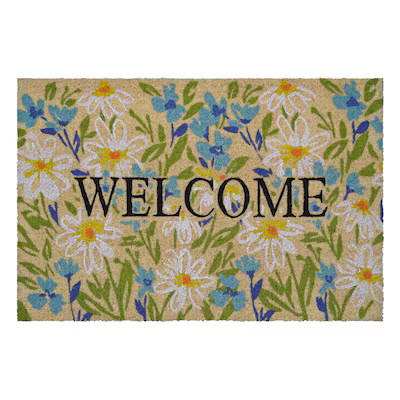 Callowaymills 1-1/2-ft x 2-1/2-ft Field of Daisy Welcome Coir Rectangular Indoor or outdoor Decor... | Lowe's