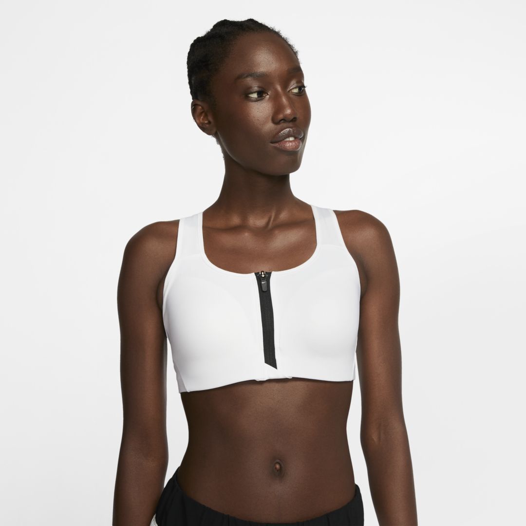 Nike Shape Women's High-Support Front-Zip Sports Bra Size L (White/Black) CN3718-100 | Nike (US)