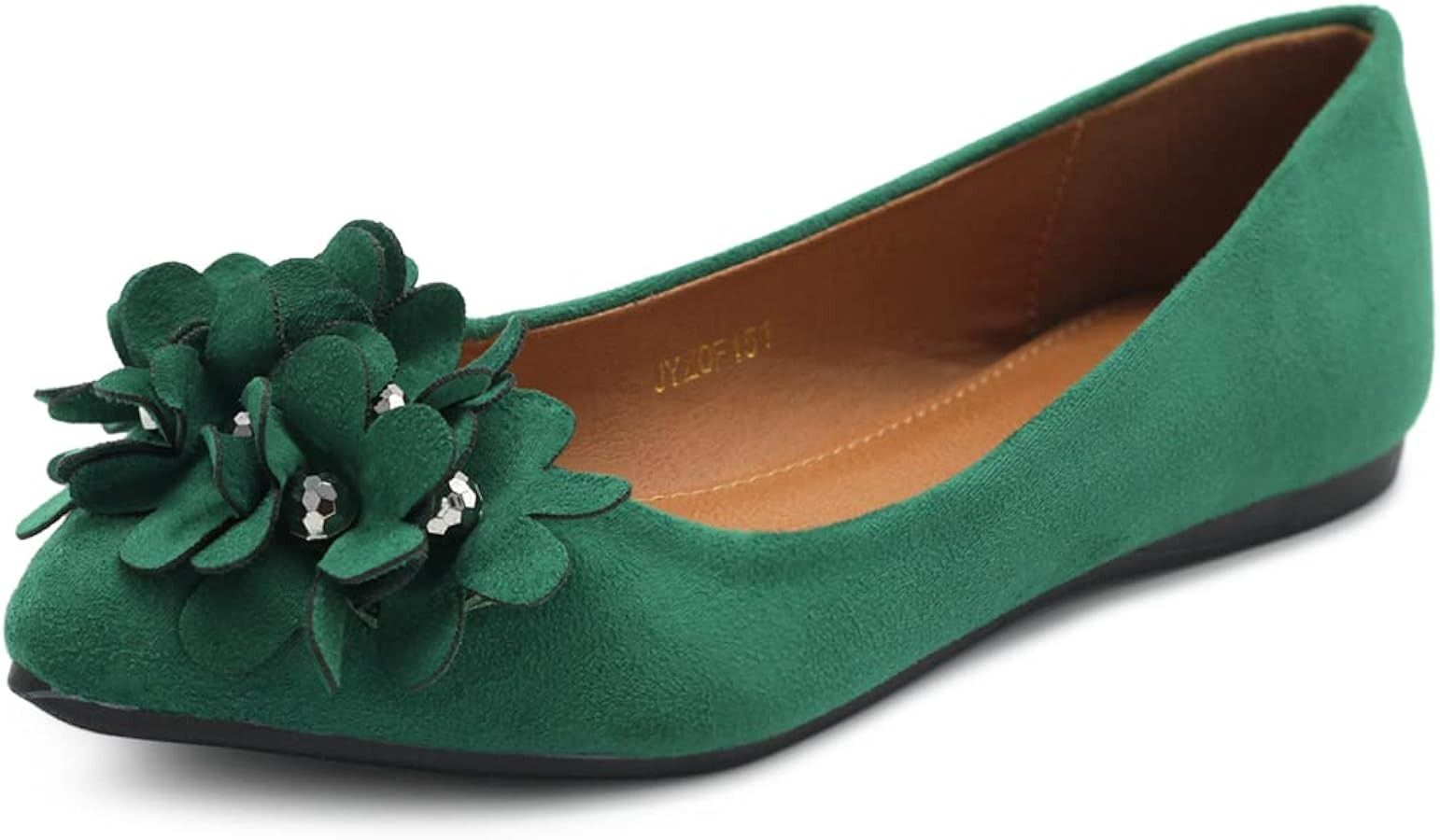 Ollio Women's Shoes Faux Suede Decorative Flower Pointed Toe Ballet Flats JYZ151 | Amazon (US)