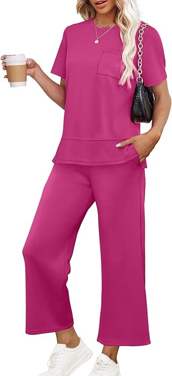 OFEEFAN Women's Lounge Sets Fashion Outfits Wide Leg Loungewear Side Slit Tracksuit for Vacation ... | Amazon (US)