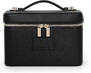 Makeup Bag Vanity Case for Women Leather Cosmetic Bag Travel Toiletry Bags Portable Makeup Organi... | Amazon (US)
