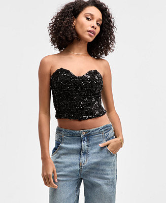 Women's Sequin Tweed Bustier, Macy's Exclusive | Macy's