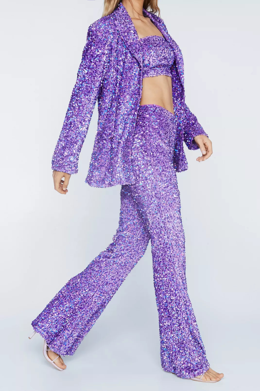 Premium Velvet Sequin Tailored Flare | Nasty Gal (US)