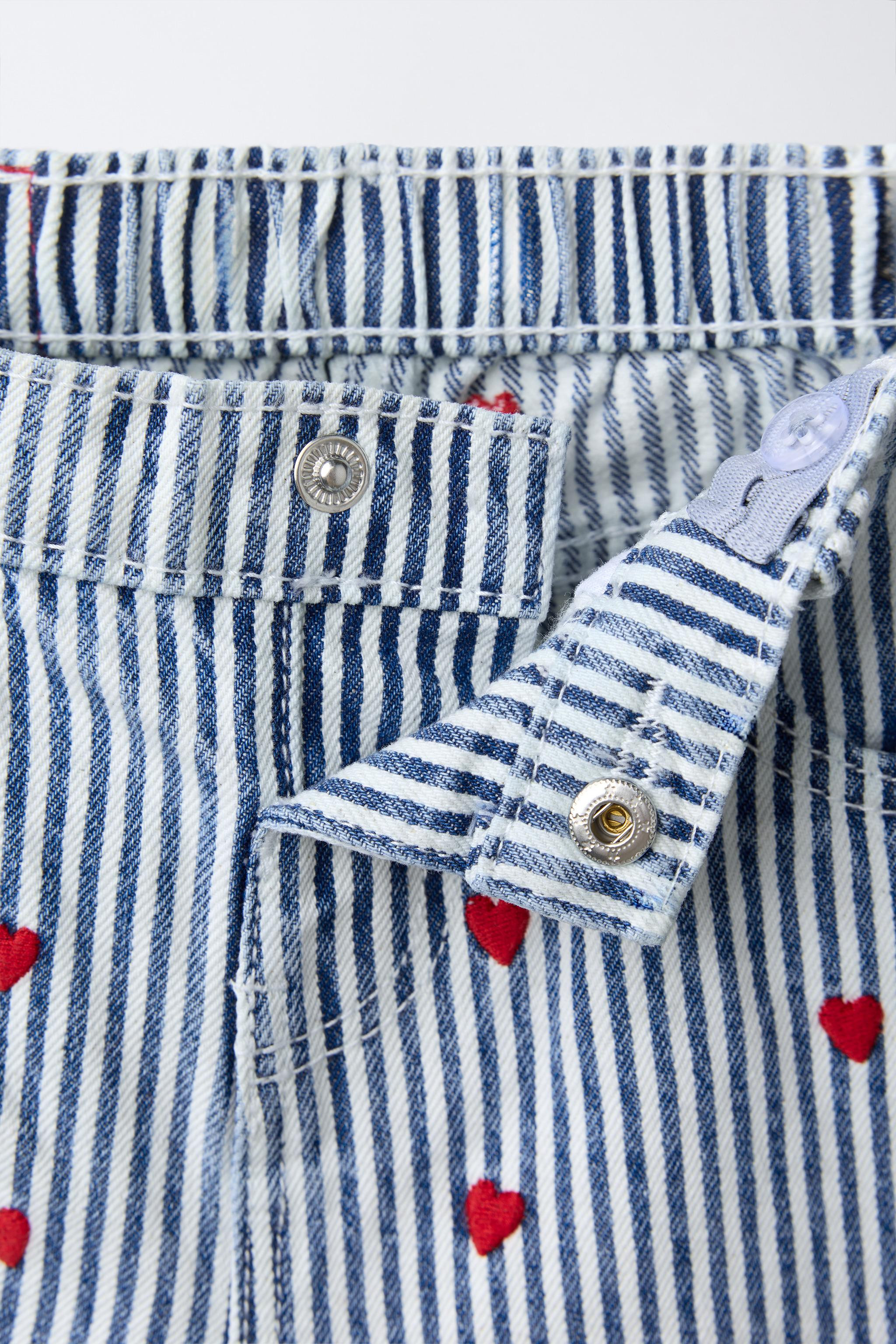 EMBROIDERED STRIPES AND HEARTS CULOTTE JEANS | Zara US