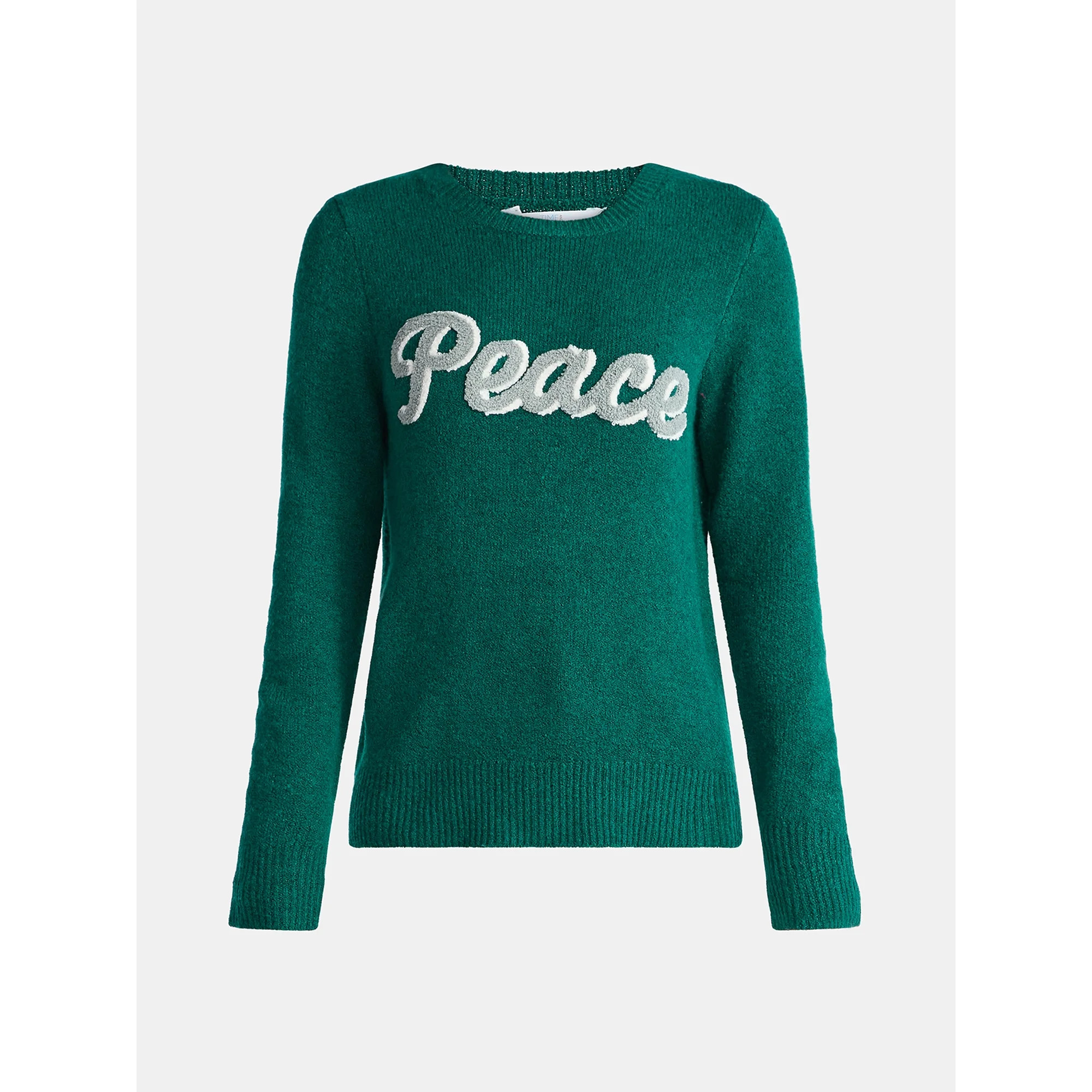 Time and Tru Women's and Women's Plus Holiday Talking Sweater with Long Sleeves, Midweight, Sizes... | Walmart (US)