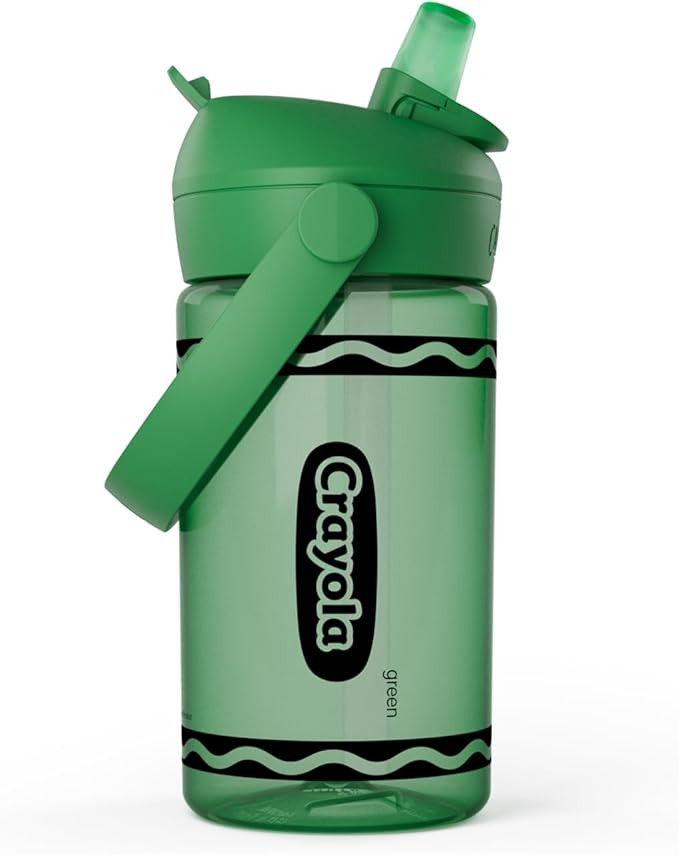 CamelBak Crayola Flip Straw Kids Water Bottle with Bite Valve, Tritan Renew, Green, 14oz | Amazon (US)