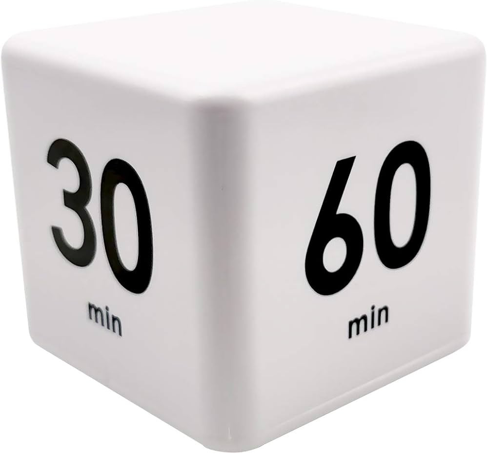 Feilifan Cube Timer, Time, Kitchen Timer Kids Timer for ADHD Productivity Workout Flip Timer Classroom for StudyTime Countdown Management Settings 15 20 30 60 Minutes-White | Amazon (US)
