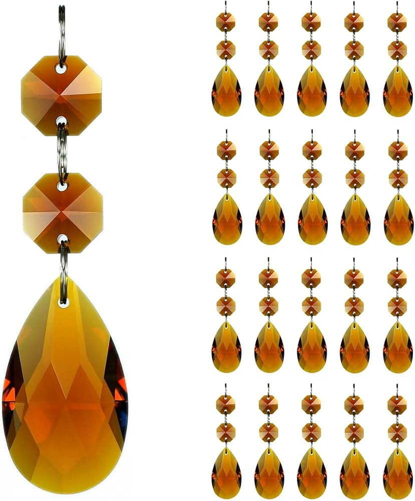 20pcs 38mm Teardrop Chandelier Crystals Pendant Replacement Prism Suncatcher Parts Connected Glas... | Amazon (US)