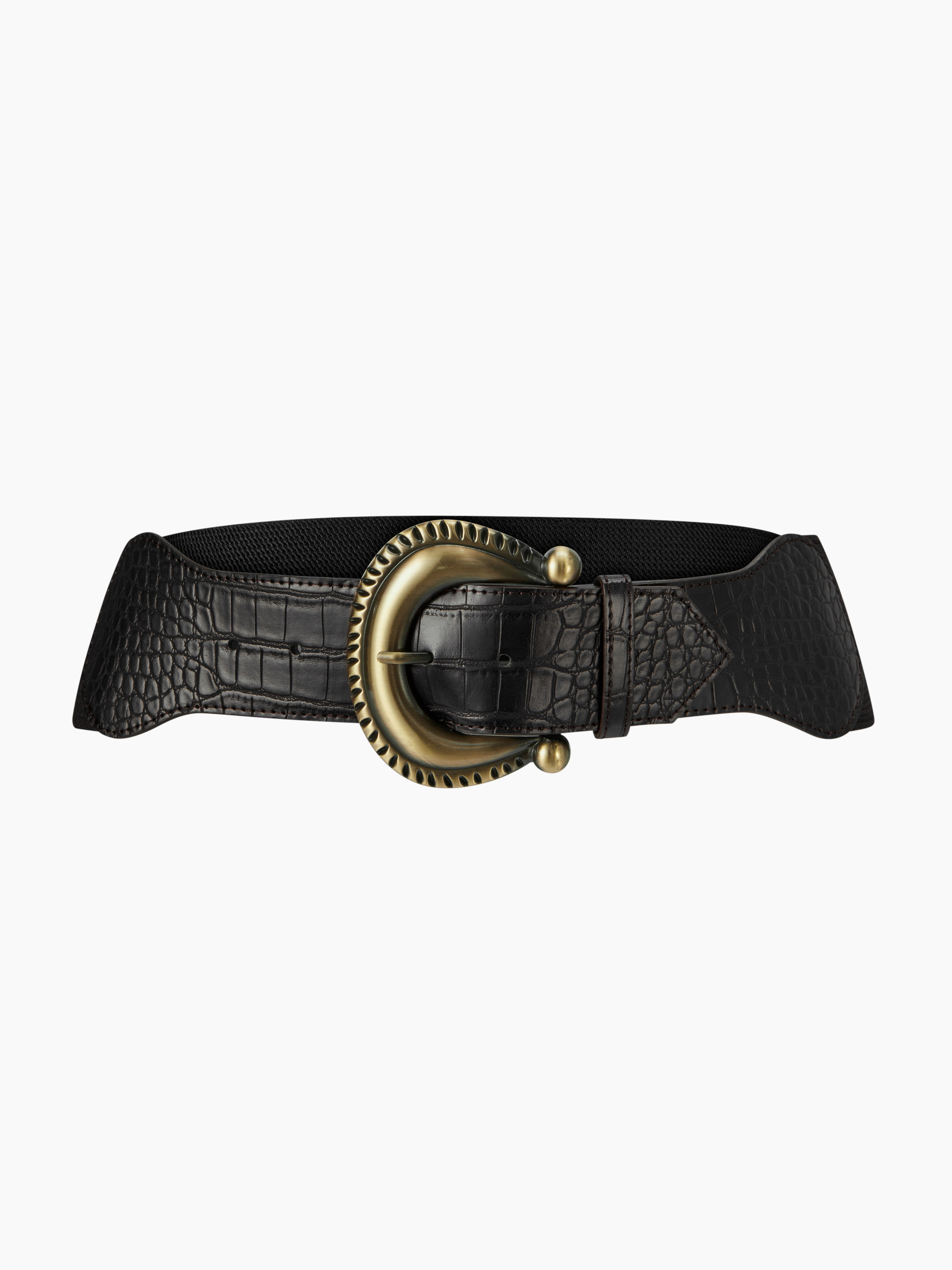 CROCODILE PATTERN GEOMETRIC GOLD BUCKLE BELT For Daily Casual Work | Cider