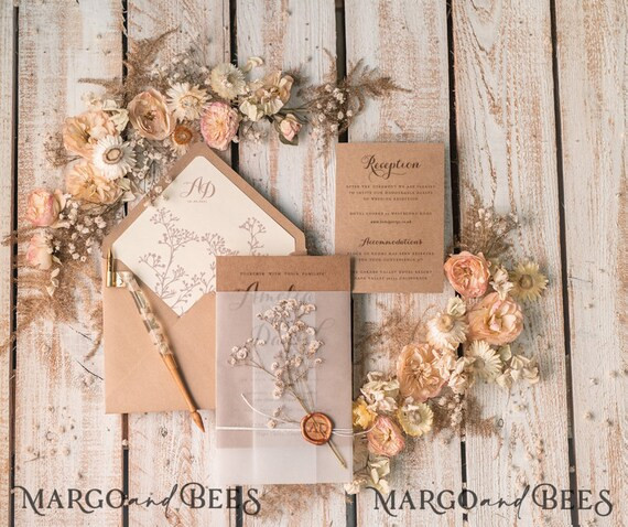Elegant Baby's Breath Rustic Wedding Invitations Rustical - Etsy | Etsy (US)