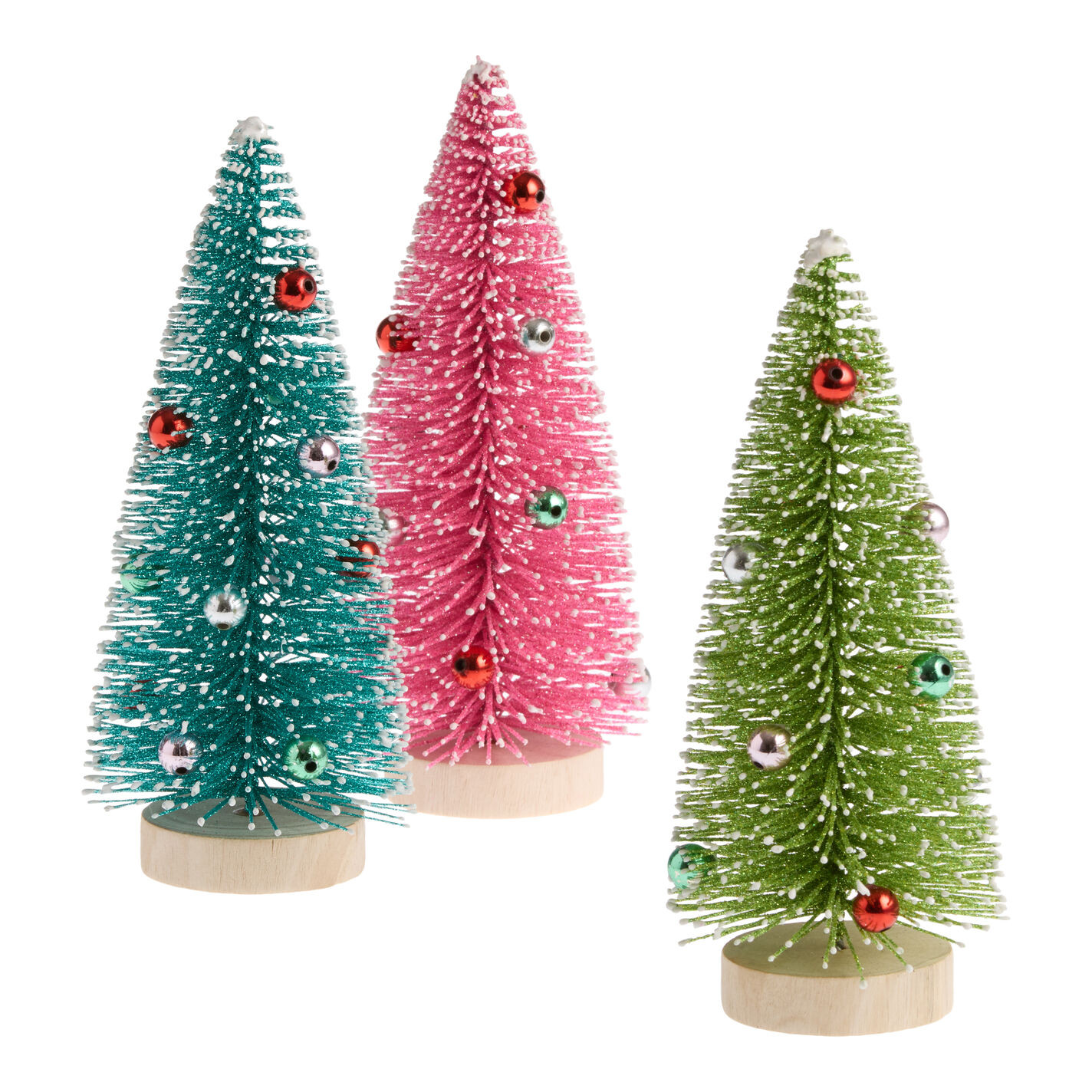 Retro Bright Bottlebrush Tree Decor Set of 3 | World Market