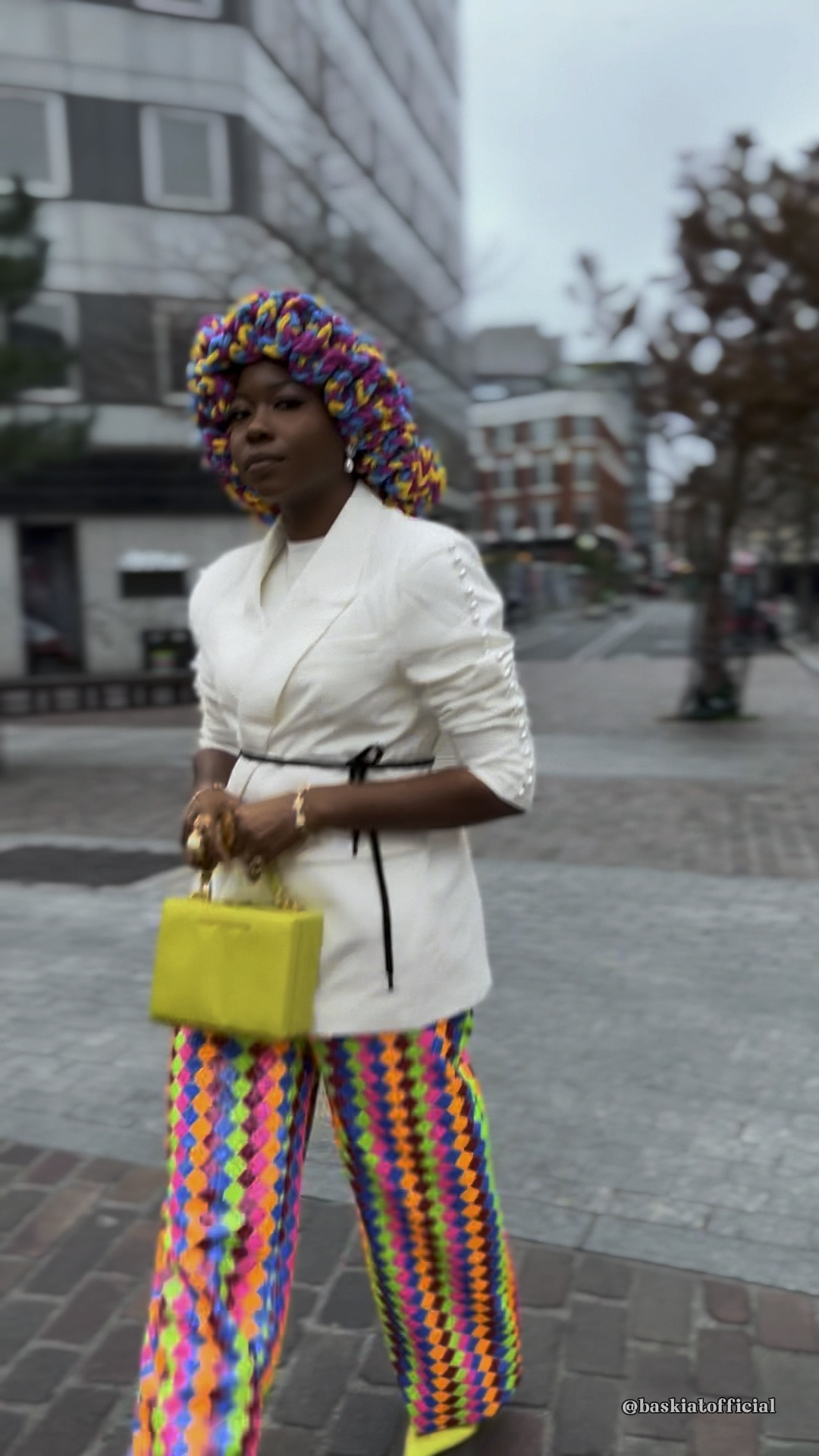 London fashion week inspo, multicoloured pants, sequin trousers, white blazer, multi coloured outfit, neon yellow bag, 

#LTKSpringSale #LTKeurope #LTKitbag