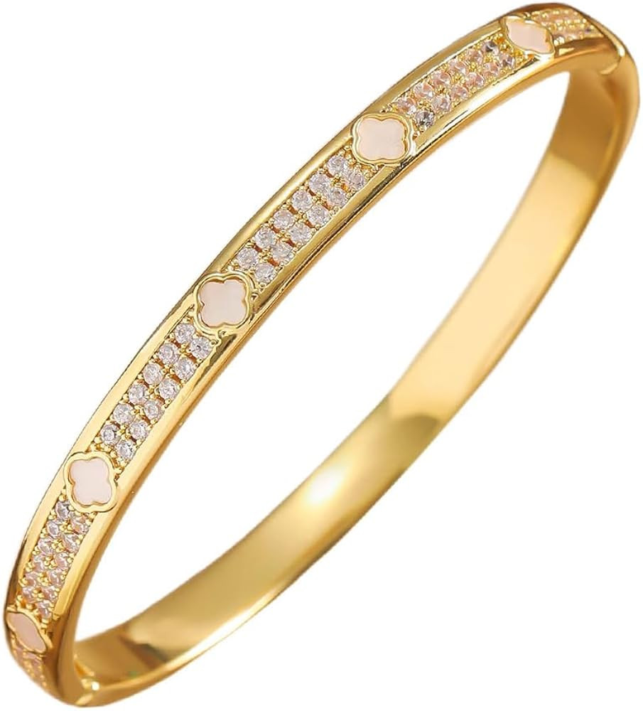 Dainty Bangle Bracelet for Women Personalized Cubic Zirconia Love Bracelets Tiny Waist Oval Bangl... | Amazon (US)