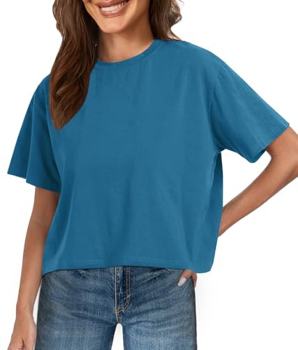 UNCLECAT Women's Short Sleeve Crop Tops 2026 Summer Basic Cropped T Shirts Workout Casual Crew Ne... | Amazon (US)