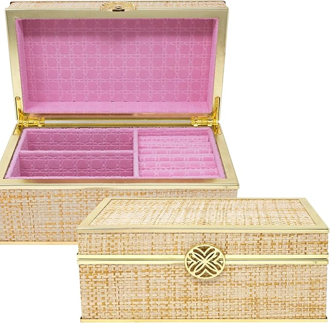 Lilly Pulitzer Jewelry Case Organizer, Raffia Jewelry Box for Women with Suede Interior, Cute Jew... | Amazon (US)