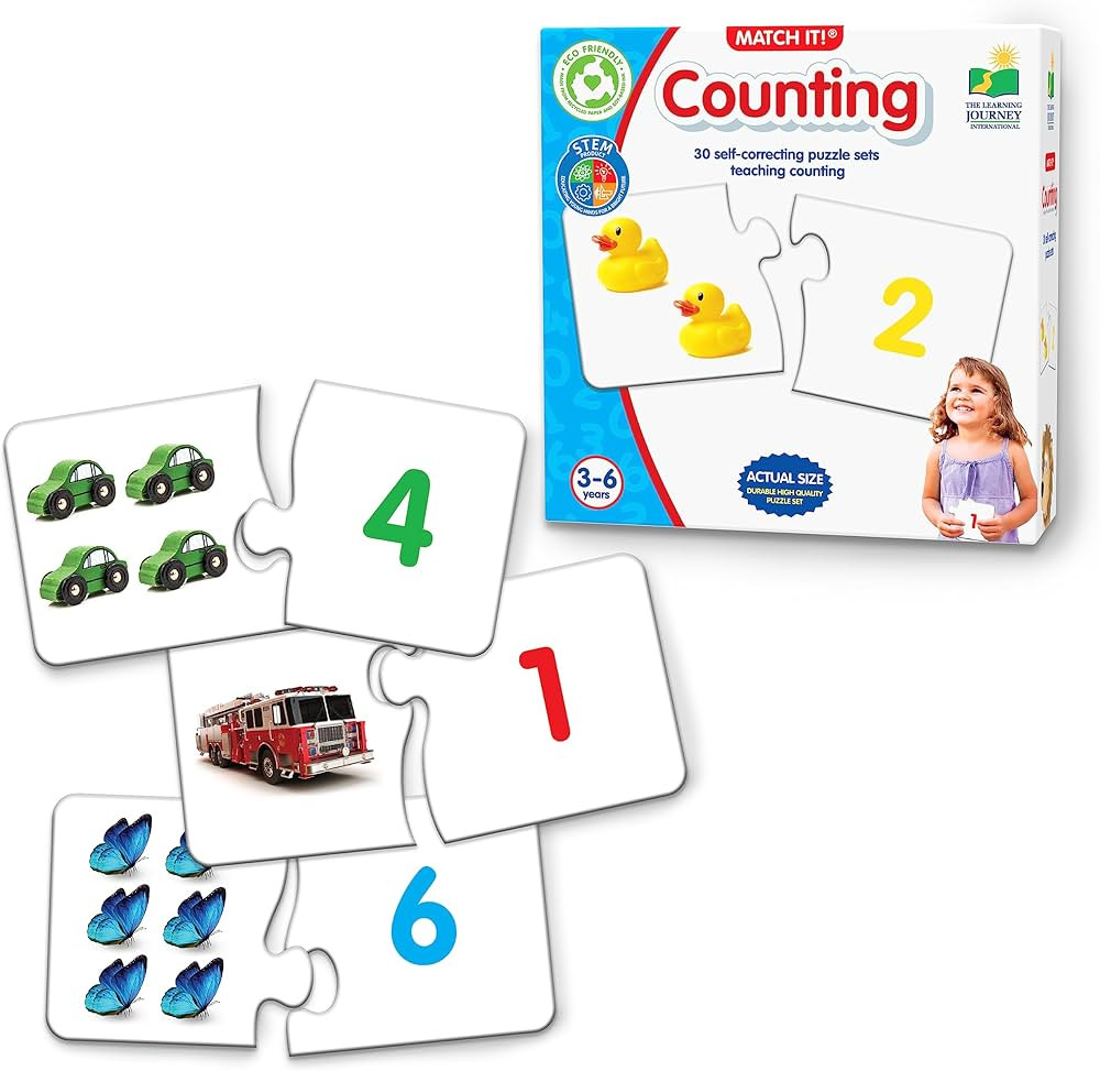 The Learning Journey: Match It! - Counting - 30 Piece Self-Correcting Number & Learn to Count Puz... | Amazon (US)