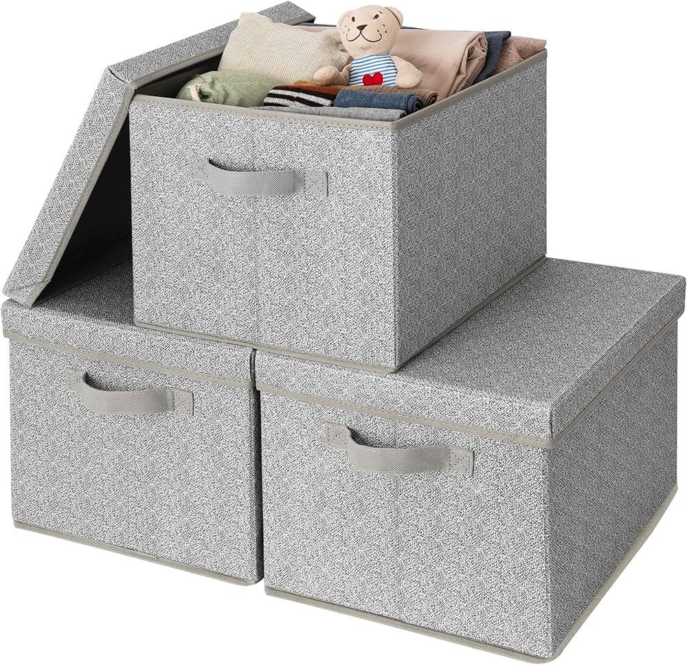 GRANNY SAYS Fabric Boxes with Lids, Storage Bins with Handles, Shelf Bins for Organizing, Extra L... | Amazon (US)