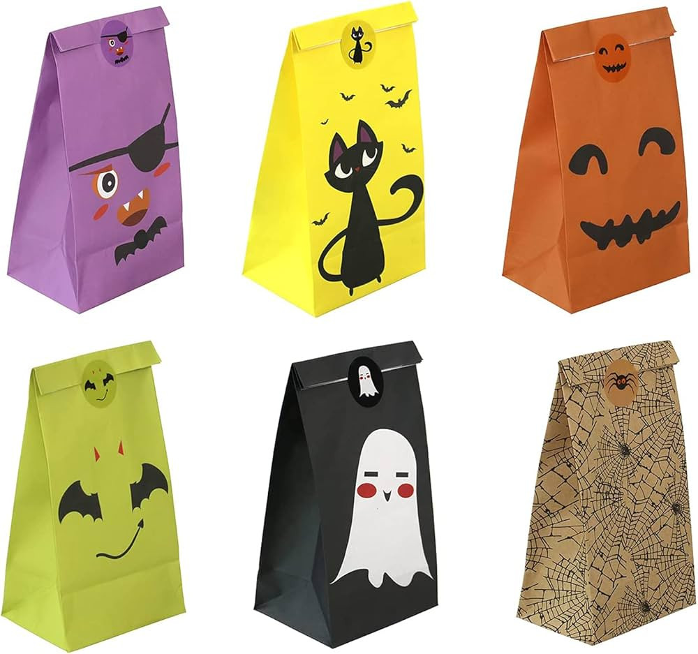 Halloween Treat Bags - 24 Pcs Halloween Trick or Treat Goody Gags Gift Bags, 24 Pcs Halloween Sti... | Amazon (US)