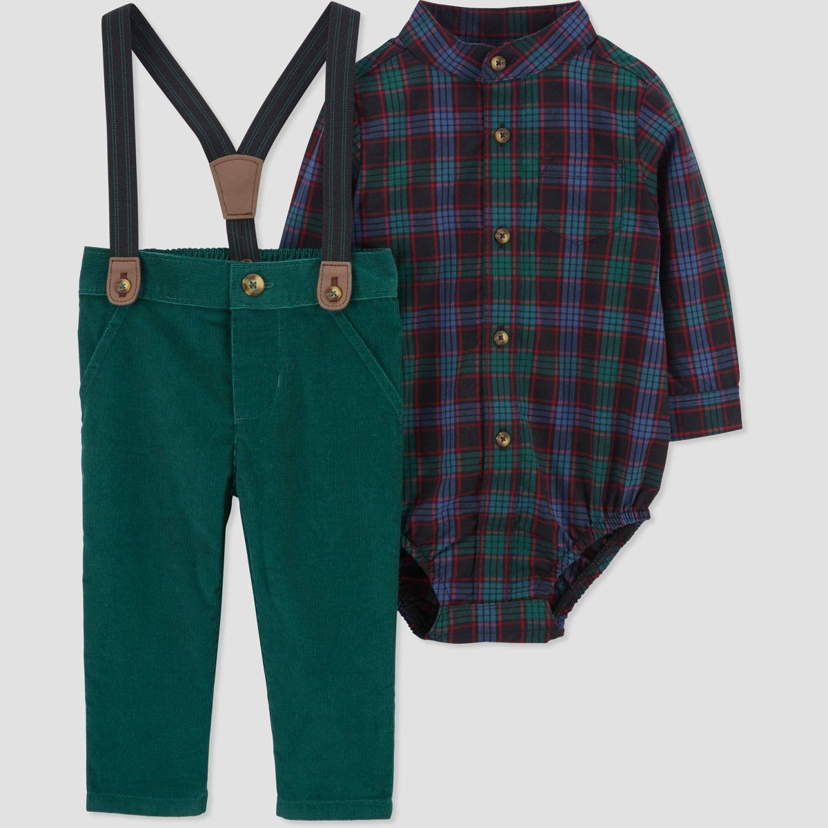 Carter's Just One You®️ Baby Boys' Plaid Top & Bottom Set - Green | Target