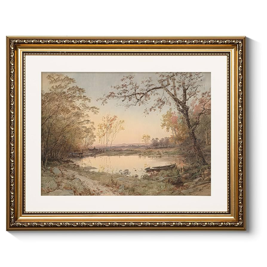 ARPEOTCY Vintage Gold Framed Wall Art, Nature Fall Landscape Riverside Trees Paintings, Victorian... | Amazon (CA)