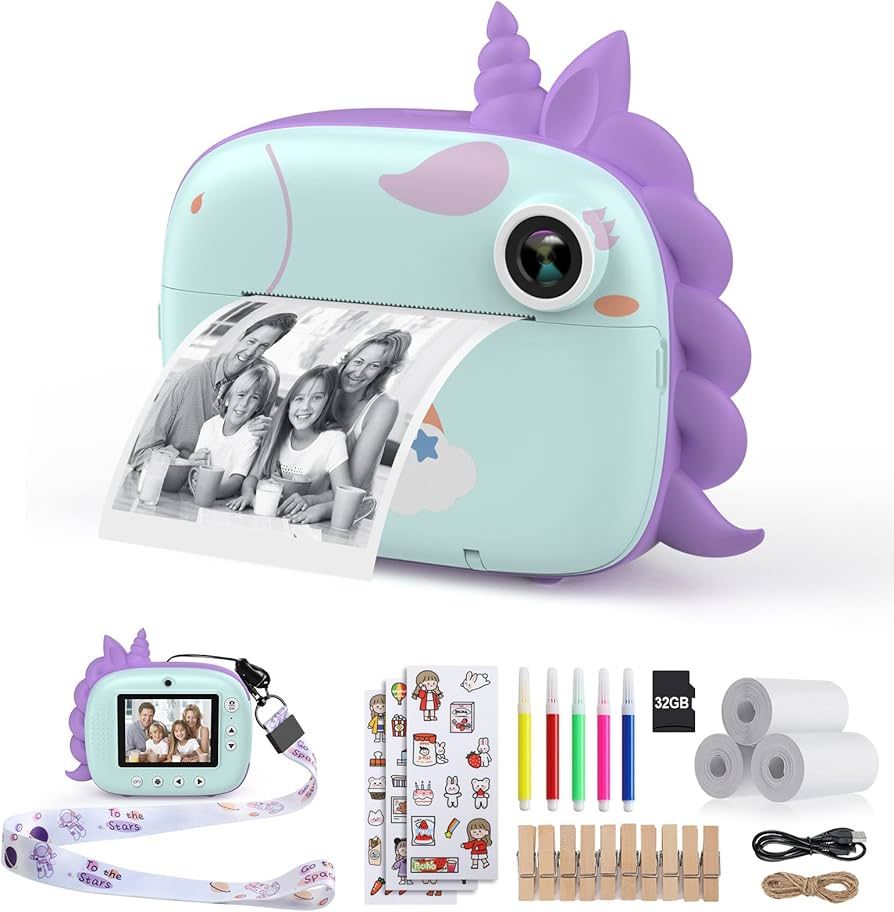 HiMont Kids Camera Instant Print, Digital Camera for Kids with Zero Ink Print Paper & 32G TF Card... | Amazon (US)