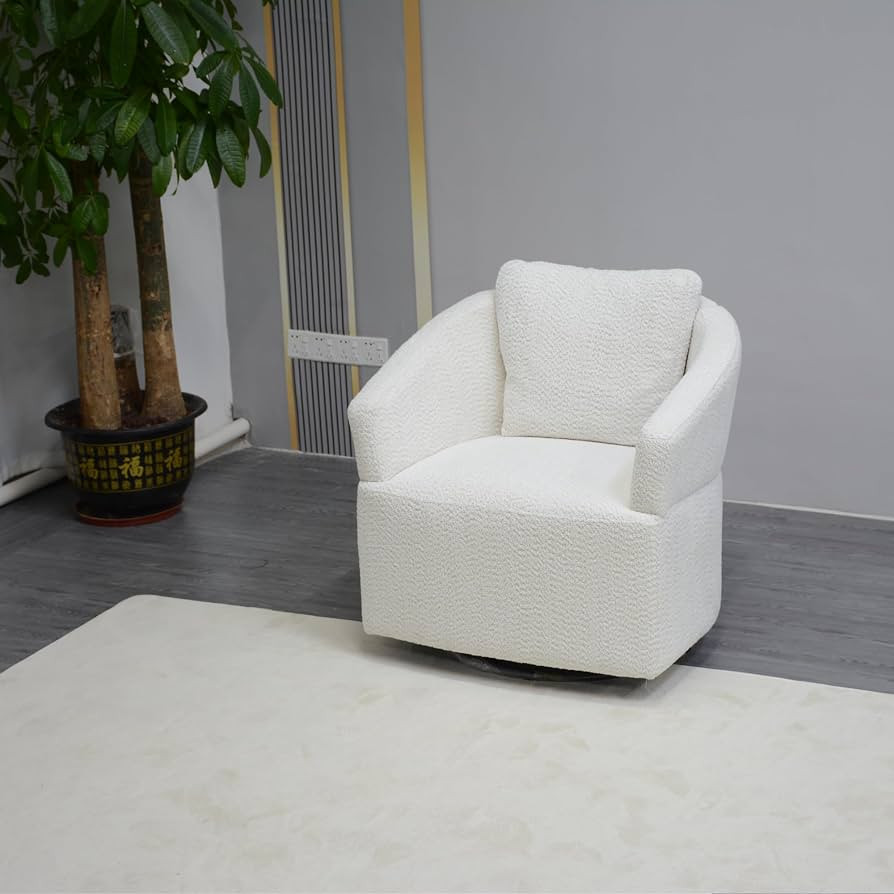Modern 360 Degree Swivel Sofa Chair, High Backrest with Upholstered Beige Velvet, Ideal for Livin... | Amazon (US)