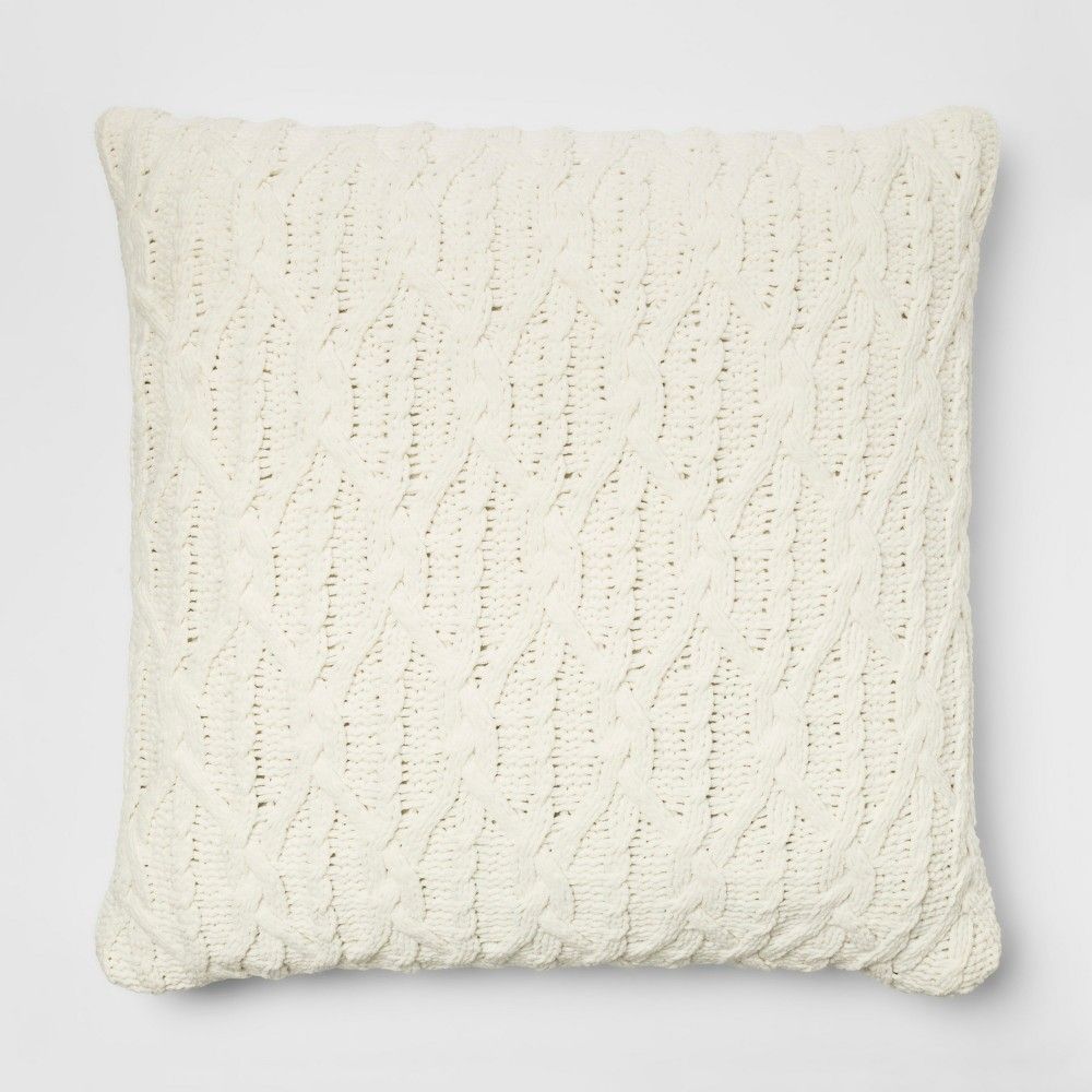 Diamond Knit Chenille Oversized Square Throw Pillow Cream (Ivory) - Threshold | Target
