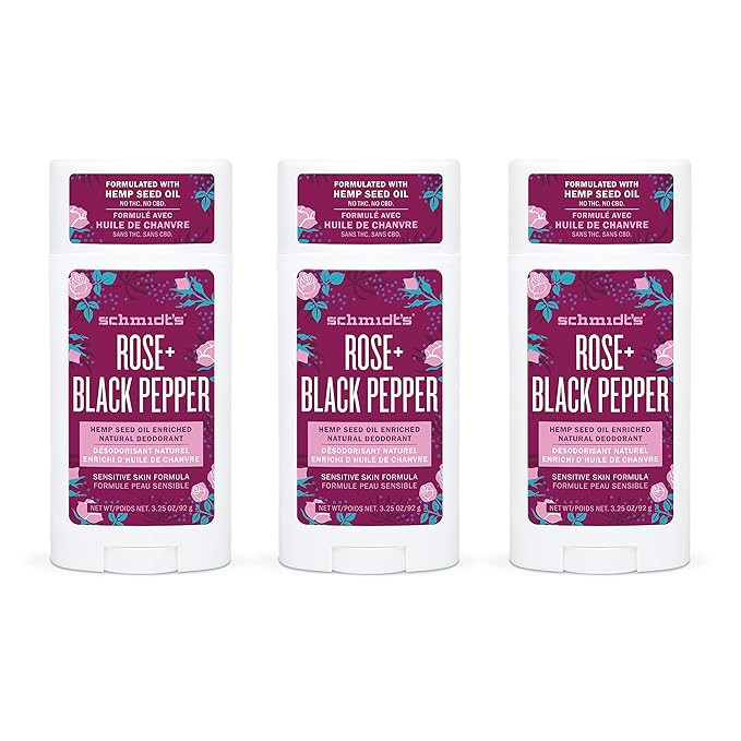 Schmidt's Aluminum Free Natural Deodorant for Women and Men, Rose + Black Pepper for Sensitive Sk... | Amazon (US)