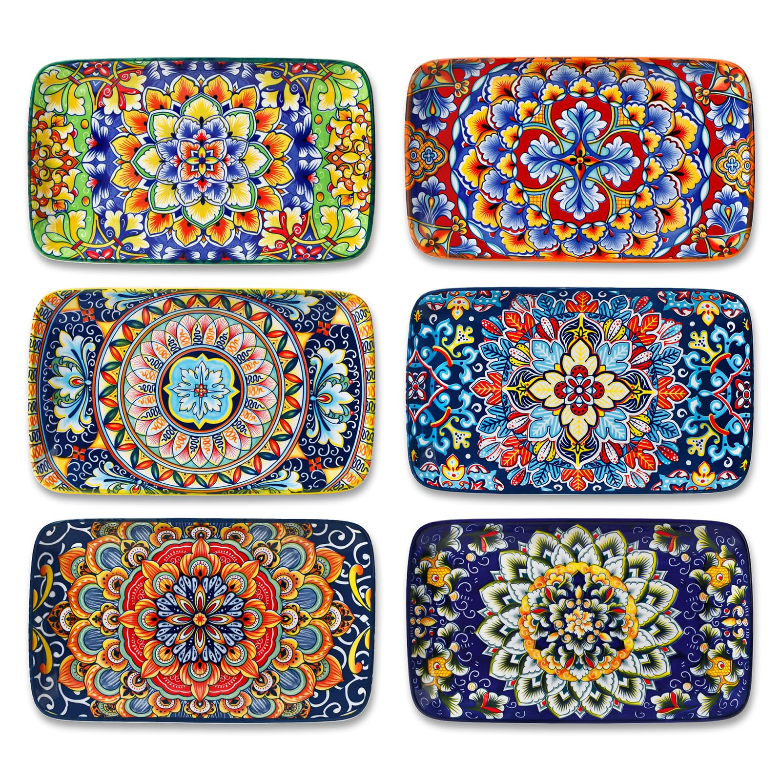 vancasso Simi 6-Piece Ceramic Salad Plates Set - 8.5 Inch, Rectangular Dessert Plates for Sushi, ... | Amazon (US)