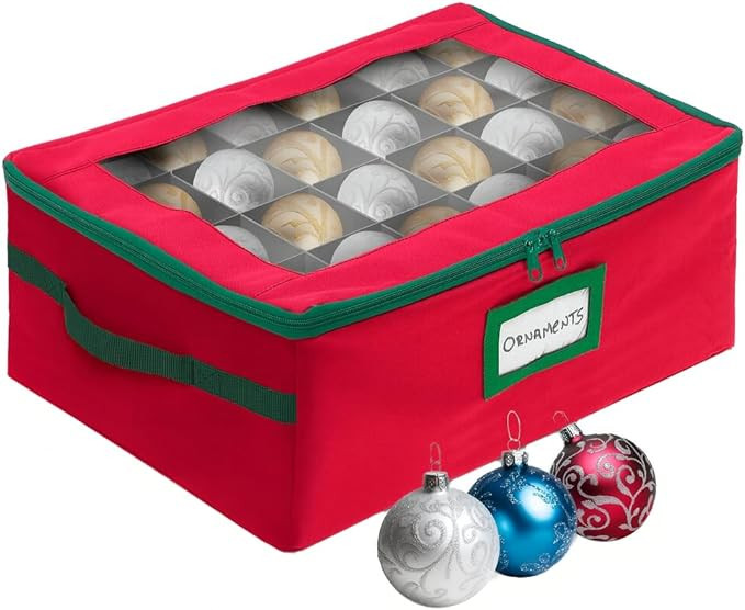 HOLDN’ STORAGE Christmas Ornament Storage Box with Dividers - Fits 48-3” Ornaments, 2 Removab... | Amazon (US)