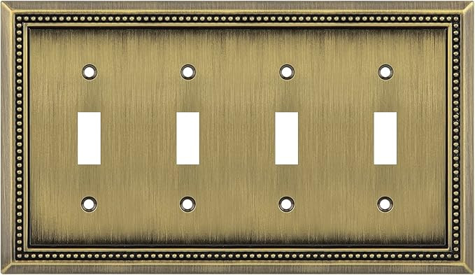 Henne Bery Sunken Pearls Decorative Wall Plate Switch Plate Outlet Cover (Quad Toggle, Antique Br... | Amazon (US)