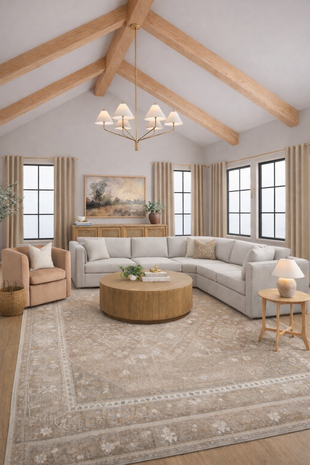 neutral living room, organic modern living room, neutral home decor, cozy sectional sofa, neutral aesthetic home, vintage style rug, warm neutral living room, modern traditional living room, neutral living room ideas, beige living room decor, designer inspired living room, white oak beams, neutral interior design, cozy home aesthetic, brass chandelier lighting, earthy neutral decor, minimalist living room decor, neutral rug living room, elevated neutral home, layered neutral textures

#LTKSaleAlert #LTKdayinmylife #LTKHome