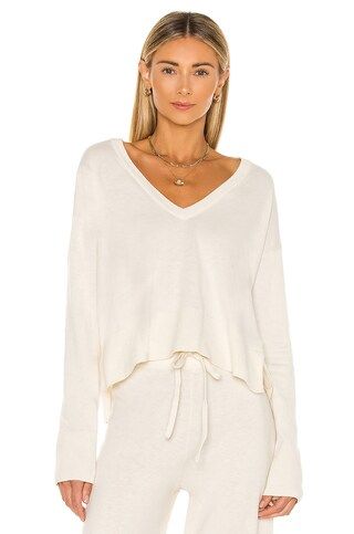 Sanctuary Essential V Neck Crop Sweater in Milk from Revolve.com | Revolve Clothing (Global)