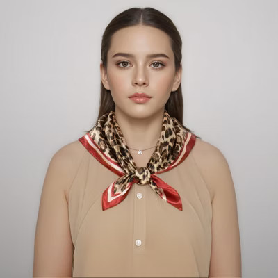 Anna-Kaci Women's Leopard Print Square Scarf with Contrast Border Satin Feel Lightweight Neck Accessory - Red | Target