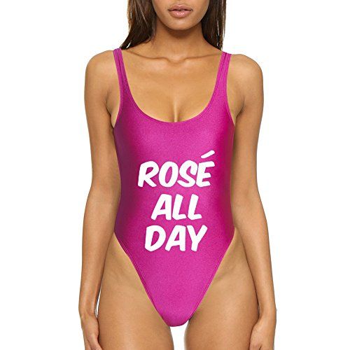 Dixperfect Womens Sexy One-Piece Swimsuit Letter Printed Bodysuit High Cut Legs Backless (L, P1),Ros | Amazon (US)