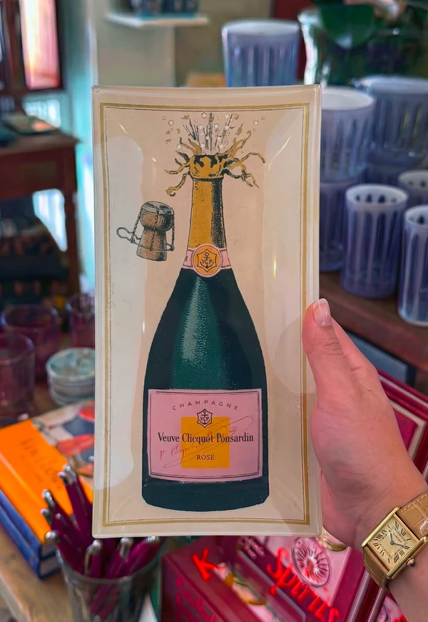 Veuve Clicquot Rosé Champagne Glass Decoupage Tray | Ben's Garden