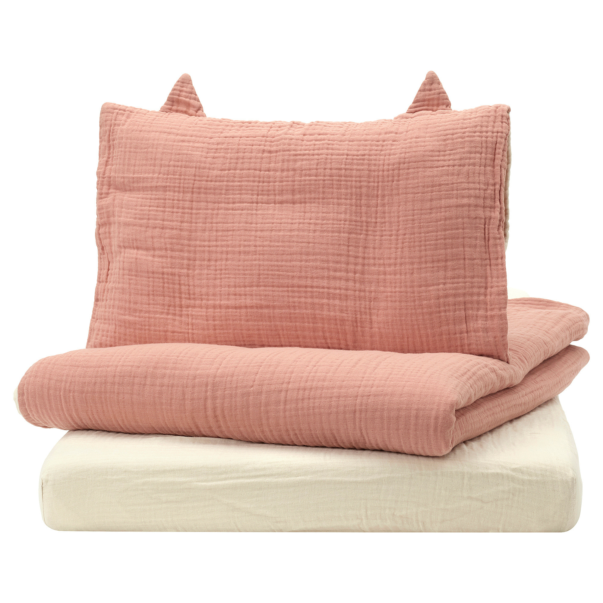 GULDVÄVARE 3-piece bedlinen set for crib, pale pink/beige, 271/2x52"  - IKEA | IKEA US