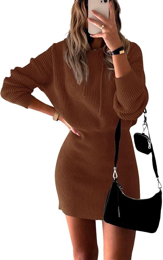 PRETTYGARDEN Women's Winter Rib Knit Pullover Sweater 2024 Fashion Fall Dresses Long Sleeve Hoode... | Amazon (US)