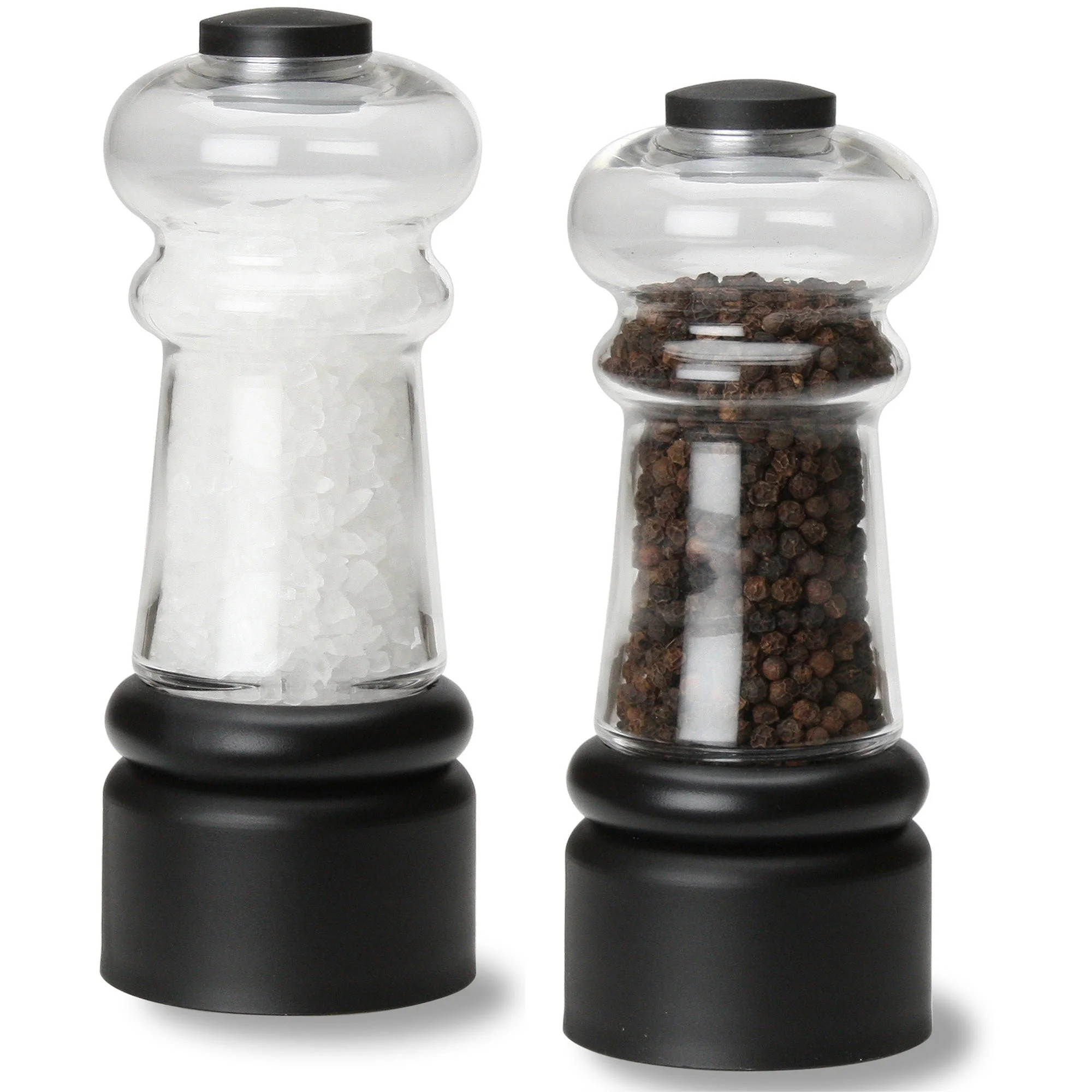 Olde Thompson York Salt Mill and Pepper Mill Set, Pre-Filled, Black and Clear | Walmart (US)