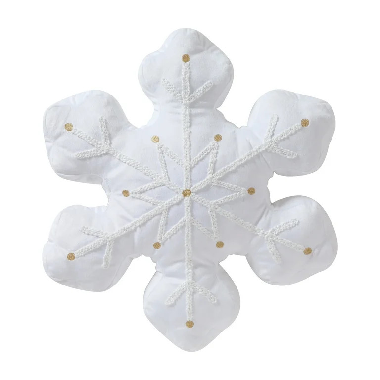 My Texas House 18" x 18" Bright White Shaped Snowflake Decorative Pillow | Walmart (US)