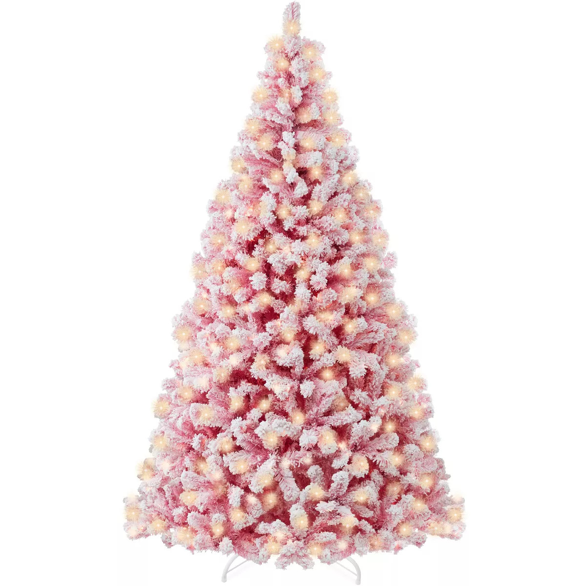 Best Choice Products Prelit Pink Artificial Christmas Tree, Snow Flocked Fir Holiday Decoration | Target